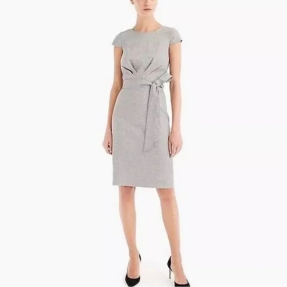 J. Crew Tie-front dress in mini-houndstooth | Sz 12 - Picture 1 of 9